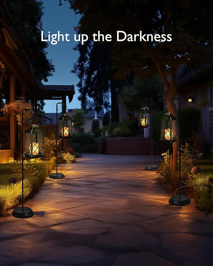 Homemory Solar Lanterns Outdoor Waterproof Hanging with Flickering Flameless Candles, 2 Pack Garden Outdoor Lantern Decorative for Patio Front Porch Backyard Balcony Cabin Outside (Bronze)-Ruum Studio Home