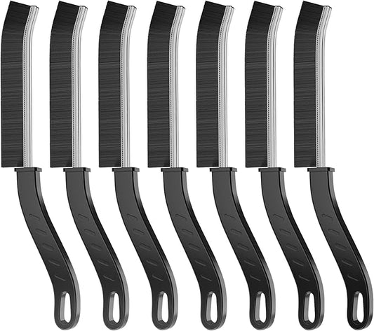 [7-Pack] Hard Bristle Crevice Cleaning Brush - Grout & Gap Crevice Brush for Window Tracks, Bathroom Corners, Kitchen Sink -Ergonomic Curved Handle Protects Hands, Cleaning Products Essential-Ruum Studio Home