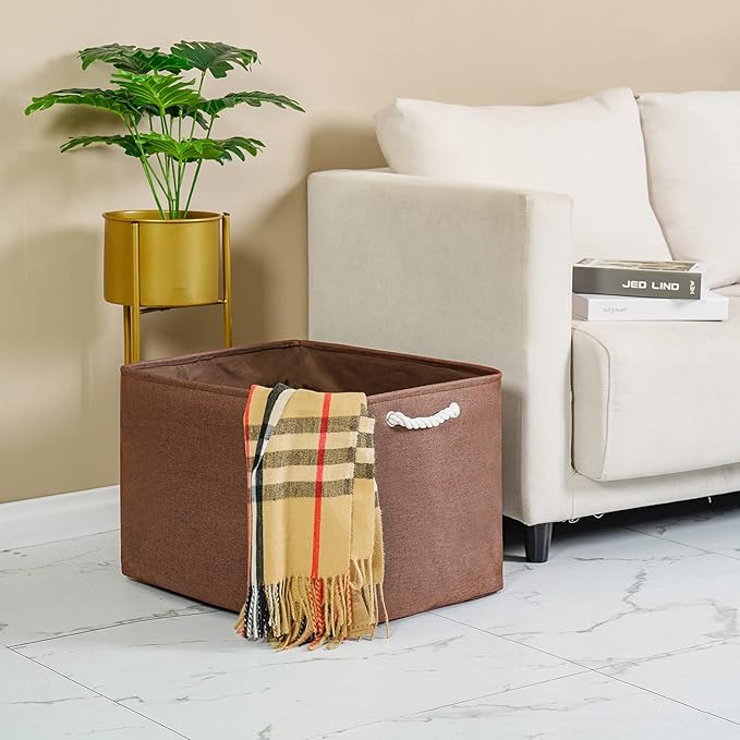 TheWarmHome Organization and Storage for Organizing - Extra Jumbo 3 Pack 20.5x15.7x13.8 inch Fabric Storage Bin for Shelves, Storage cubes for Decorative Shoes Towel Blanket Closet (Brown)-Ruum Studio Home