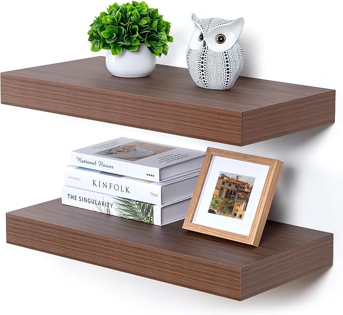 Floating Shelves for Wall - 24 Inch Wide x 12 Inch Deep Floating Shelves Set of 2-24W x 12D Wide Wall Shelf for Living Room Laundry Room Bedroom Kitchen Home Office-Ruum Studio Home