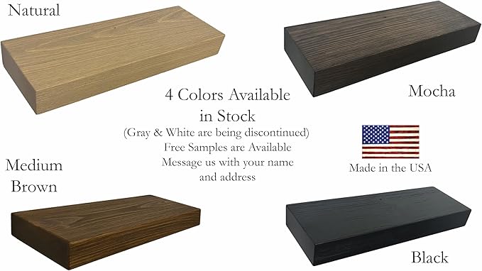 joelsantiques 24 Inch Wooden Floating Shelves for Wall - 24x6x2 in - Made of Natural Wood - Short Heavy Duty Rustic Wall Shelves for Bedroom - Perfect for Bathroom, Kitchen - Black-Ruum Studio Home