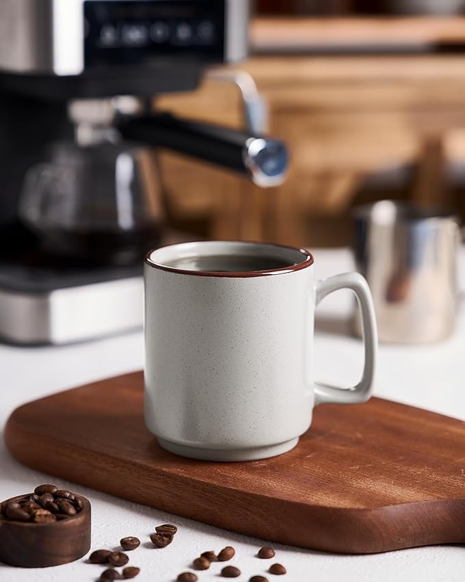 famiware Coffee Mugs Set of 6, Nebula 14oz Coffee Mugs, Ceramic Cup Set with Handle for Latte, Tea, Milk, Cappuccino, Cocoa, Light Gray-Ruum Studio Home