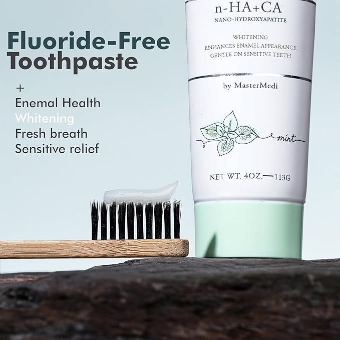 MasterMedi Nano Hydroxyapatite Toothpaste – Fluoride Free, SLS Free, for Sensitive Teeth, Whitening, Enamel Remineralization, Magic Mint, Dentist Recommended, 4 oz (Pack of 3)-Ruum Studio Home