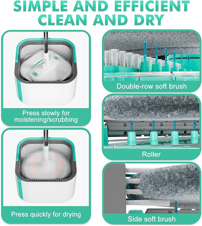 Upgraded Spin Mop and Bucket Self-Standing Mop Bucket Separate Dirty and Clean Water System Self Wringing 360° Rotating Clean Mop and Bucket Set with14Pads Mop-Blue-Ruum Studio Home