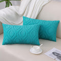 decorUhome Fall Throw Pillow Covers 12x20 Inch Set of 2, Soft Plush Decorative Faux Fur Turquoise Solid Couch Pillow Covers, Accent Farmhouse Neutral Lumbar Euro Pillow Cases for Sofa Bed Living Room-Ruum Studio Home