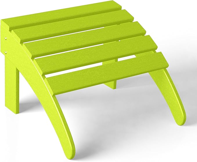WestinTrends Outdoor Ottoman, Patio Adirondack Ottoman Foot Rest, All Weather Poly Lumber Folding Foot Stool for Adirondack Chair, Widely Used for Outside Porch Pool Lawn Backyard, Lime-Ruum Studio Home