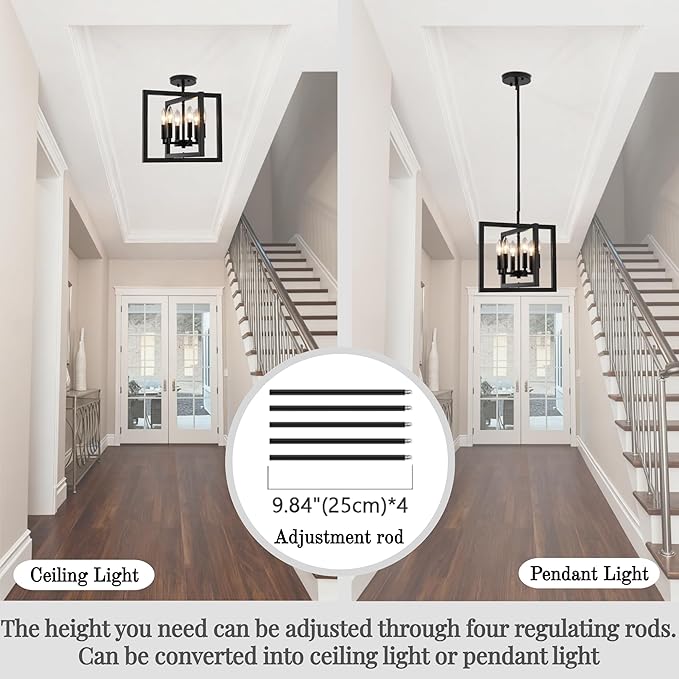 ANKYLHUA Small Black Chandelier,6-Lights Ceiling Light Fixture E12,Adjustable Hight Pendant Lights Kitchen Island,Chandeliers for Dining Room Bedroom,Entryway,Foyer-Ruum Studio Home