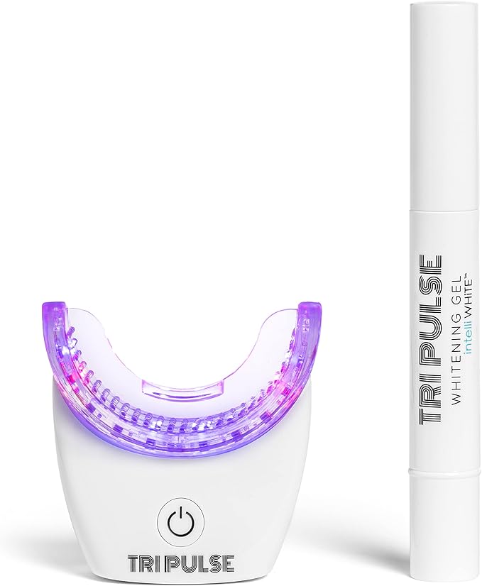TriPulse Teeth Whitening LED Light Kit - 20 LED Lights - Hydrogen Peroxide + Carbamide Peroxide - 7 Shades Whiter in 7 Days - Safe On All Dental Work - BPA Free Mouthpiece-Ruum Studio Home