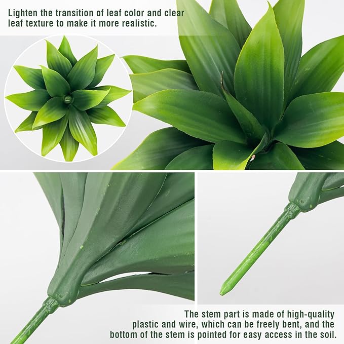 Fake Plants Artificial Agave Plants,Large UV Resistant Fake Agave Planters for Indoor and Outdoor Decorating Tropical Plant Succulents Greenery Indoor Decor((2Pack Light Green) 13.8"-Ruum Studio Home