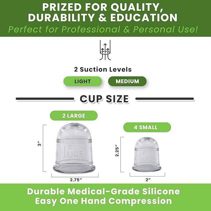Silicone Cupping Therapy Set 6 Professional Massage Cupping Cups for Cupping Therapy Cup Kit for Massage, Myofascial Release, Cellulite Reduction-Ruum Studio Home