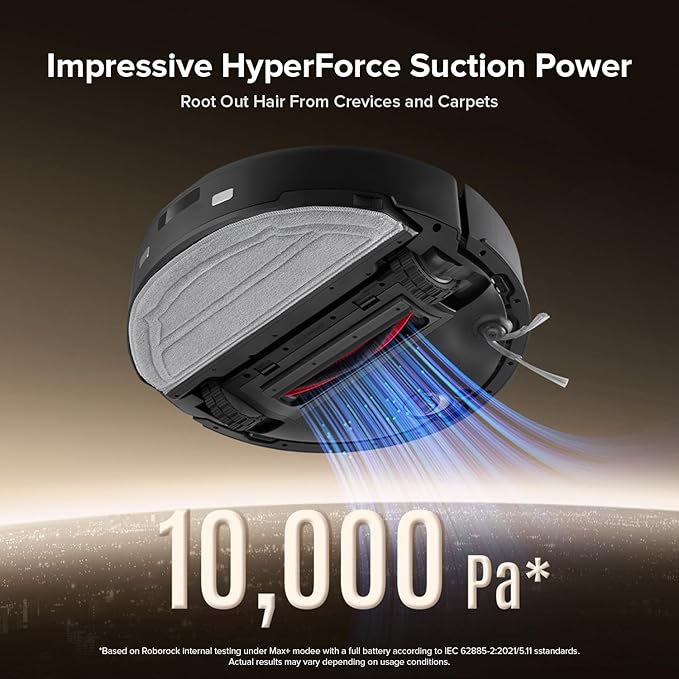 roborock Q10 X5+ Robot Vacuum and Mop, Self-Emptying, Hands-Free Cleaning for up to 7 Weeks, 10,000Pa Suction, Obstacle Avoidance, LiDAR Navigation, No-Go Zones, Black-Ruum Studio Home