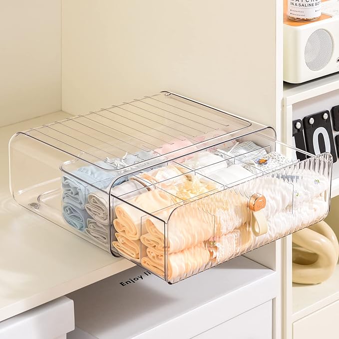 Socks Underwear Drawer Organizer Dividers, 16 Cell Stackable Closet Organizer, Plastic Underwear Drawer Storage for Clothing, Baby Clothes, Bra, Ties, Belts-Ruum Studio Home