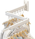 Wall Mounted Clothes Drying Rack, Retractable Laundry Rack for Hanging Clothes, Collapsible, Foldable, White-Rings-Ruum Studio Home