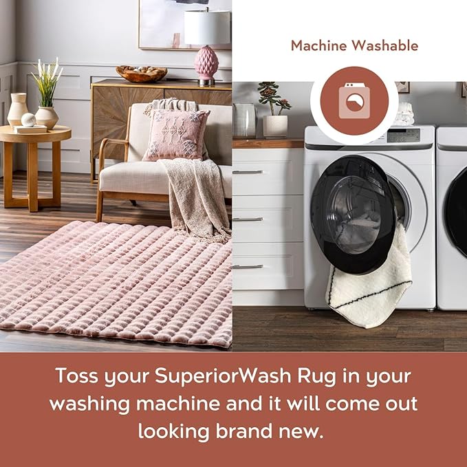nuLOOM 3'9' x 6' Cozy Plush Area Rug, Machine Washable, Non-Slip, Soft Fluffy Shag Carpet for Living Room Bedroom Kids Room Nursery Home Decor, Jeni Blush-Ruum Studio Home