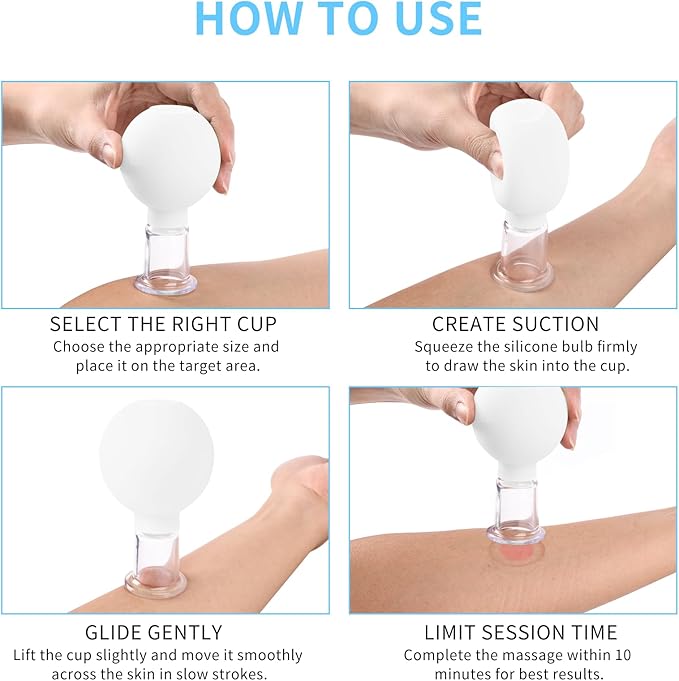 Meifuly Facial Cupping Set, 4 PCS Silicone Vacuum Suction Face Massage Cups, Skin Tightening Kit for Eyes, Face and Body (White)-Ruum Studio Home