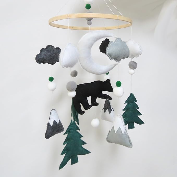 Woodland Mobile for Crib Bear Baby Mobile for Crib Woodland Crib Mobile for Boys Girls Forest Baby Nursery Mobile for Bassinet-Ruum Studio Home