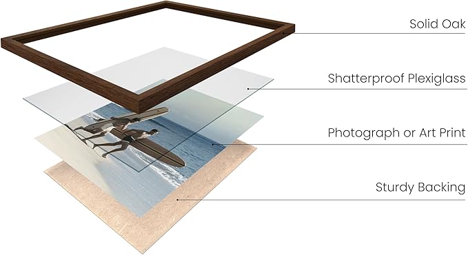 HAUS AND HUES Walnut Oak Wood Gallery Wall Tabletop Frames Made with Real American Oak and Shatter-free Plexiglass - Set of 11 (Eight 4x6, Three 5x7, Framed Walnut)-Ruum Studio Home