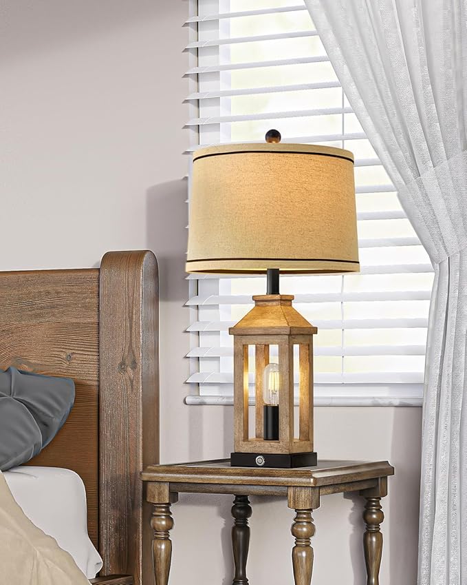 23.75" Farmhouse Table Lamps USB A+C Charging Ports 3-Way Dimmable Touch Control Lamp Nightlight Vintage Modern Lamp for Living Room Bedroom with 2 Light Sources-Ruum Studio Home
