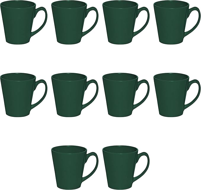 DISCOUNT PROMOS Glossy Ceramic Latte Coffee Mug 12 oz. Set of 10, Bulk Pack - Perfect for Tea, Espresso, Cappuccino, Hot Cocoa - Green-Ruum Studio Home