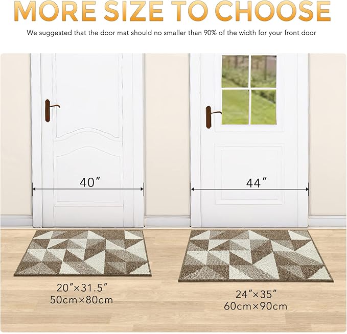 hicorfe Indoor Doormat,24"x35" Front Back Door Mat Rubber Backing Non Slip Door Mats,Low-Profile Absorbent Resist Dirt Entryway Doormat Inside Floor Mats for Entrance-Ruum Studio Home