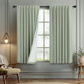 Living Room Green Black Out Curtains 63 Inch Long 2 Panel Thermal Insulated Heat Blocking Sage Green Light Curtains for Nursery Teen Boys Bedroom Playroom Office Boho Cottage Core Decorative 63 Length-Ruum Studio Home