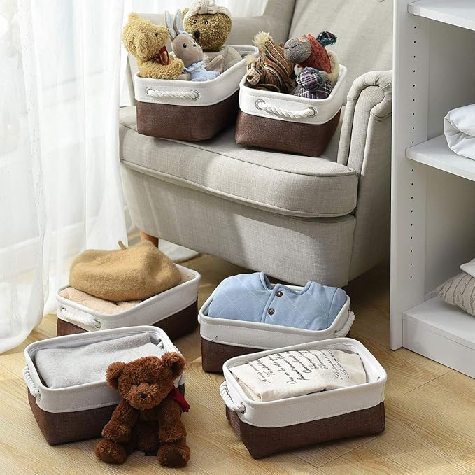 Small Storage Baskets for Shelves,Fabric Storage Baskets for Closet,Rectangular Collapsible Baskets for organizing Clothes,Books,Gifts-Ruum Studio Home