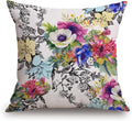 TSSOHU Throw Pillow Cover Vivid Colorful Garden Print Blossoming Wildflowers Birds Leaves Branches Decorative Throw Pillow Case Square 18" x 18" Home Couch Bed Pillowcase-Ruum Studio Home