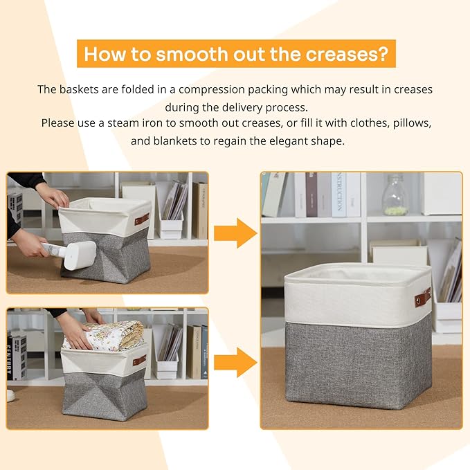 DULLEMELO 11 Inch Cube Storage Bins Fabric Storage Cubes 4 Pack Foldable Cube Storage Baskets for Cube Organizer, Cube Storage Organizer Bins for Home Office Organizer Closet, Shelves, Toy, Nursery-Ruum Studio Home