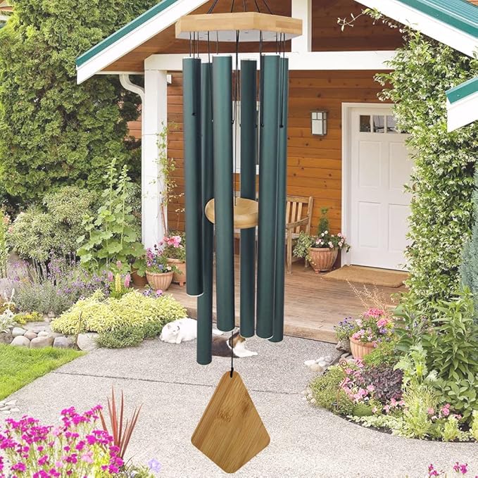 Wind Chimes Outdoor Deep Tone, 36 Inches Large WindChimes Outdoor Sympathy Windchime for Mom/Housewarming/Christmas, Garden Chimes for Outside Decoration. Green-Ruum Studio Home