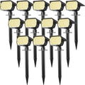 Solar Spot Lights Outdoor Waterproof IP65, 12 Pack Landscape Spotlights with 46 LEDs, 3 Modes Auto On/Off Solar Powered Flood Lights for Outside Pathway, Yard, Garden, Walkway (Warm White)-Ruum Studio Home