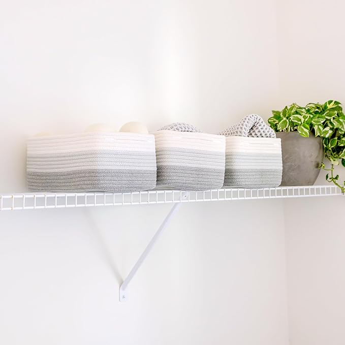 NaturalCozy 13.5”x8.5”x5.5” Rectangle Storage Baskets for Shelves 3 Pack | Cotton Rope Woven Small Baskets for Organizing | Small Storage Bins for Nursery, Bathroom, Closet, Shelf, Decorative-Ruum Studio Home