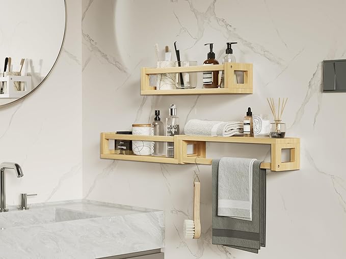 Upgraded Thick Floating Shelves - Multi-Use Wall-Mounted Bookshelves for Kids and Nursery, Ideal for Books, Toys, Spice Rack, Decor - NaturalWood-Ruum Studio Home