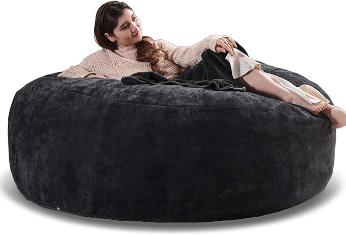 6FT,Oversized Bean Bag Chairs for Adults,Giant beanbag with Filler Included，Fluffy Memory Foam,Soft and Comfy Corduroy Fabric,Gaming Chairs Suitable for Living Room and Bedroom (Black, 6 Foot)-Ruum Studio Home