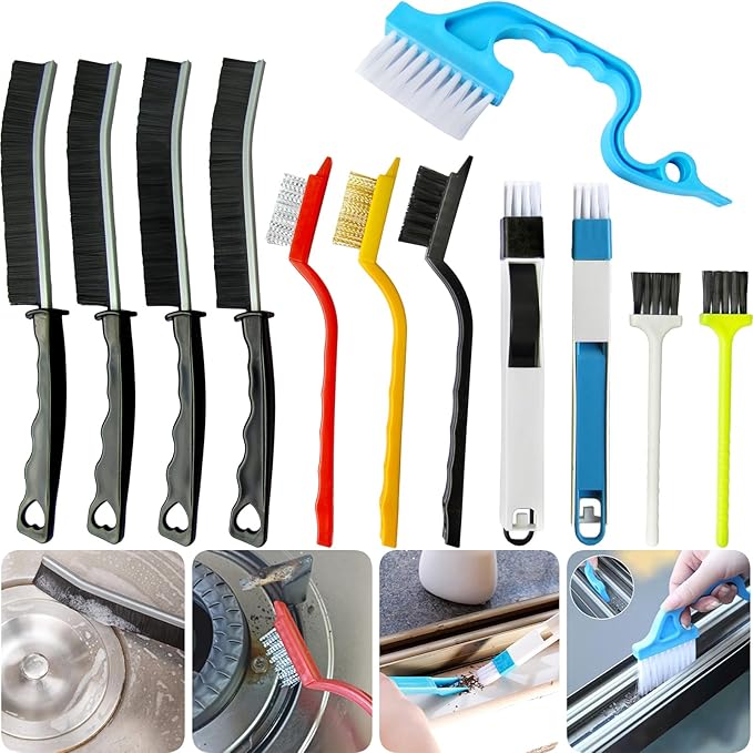 12Pcs Crevice Cleaning Brush,Small Gap Cleaning Brushes for Cleaning Bathroom,Kitchen,Window Grooves,Corners, Sinks, washbasins, Showers, faucets, bathtubs, Gas Stove and Tiles-Ruum Studio Home