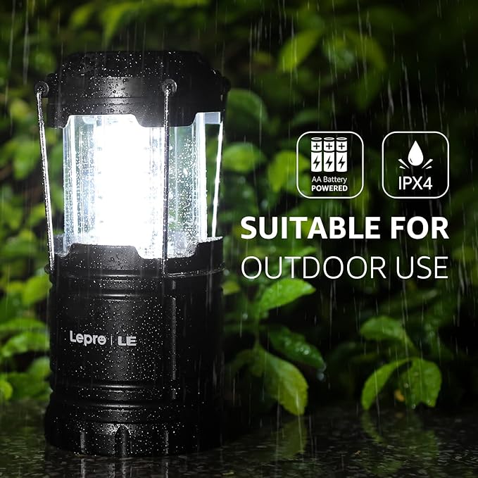 Lepro LED Camping Lanterns Battery Powered, Collapsible, IPX4 Water Resistant, Outdoor Portable Lights for Emergency, Hurricane, Storms and Outages-Ruum Studio Home