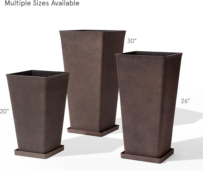 LA JOLIE MUSE 30 inch Tall Planters Set of 2, Indoor/Outdoor Rectangular Large V Shaped Taper Planters for Front Door-Ruum Studio Home