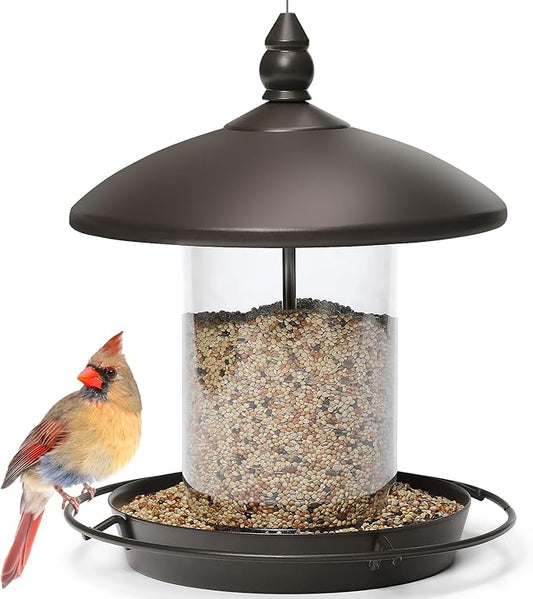 Metal Roof Bird Feeder - Chew Proof for Outdoor Hanging Wild Bird Seeds. Bronze-Ruum Studio Home