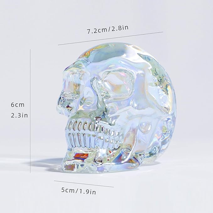 Model Statue for Home Décor Crystal Skull Decorative Figurine Gifts for Women Husbands Halloween Head Figurine Decoration Gift (Colorful Skull)-Ruum Studio Home