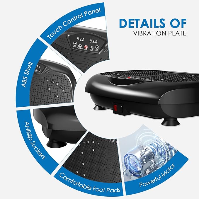 Vibration Plate Exercise Machine - Whole Body Workout Vibration Platform Lymphatic Drainage Machine for Weight Loss Home Fitness with Resistance Bands Remote-Ruum Studio Home