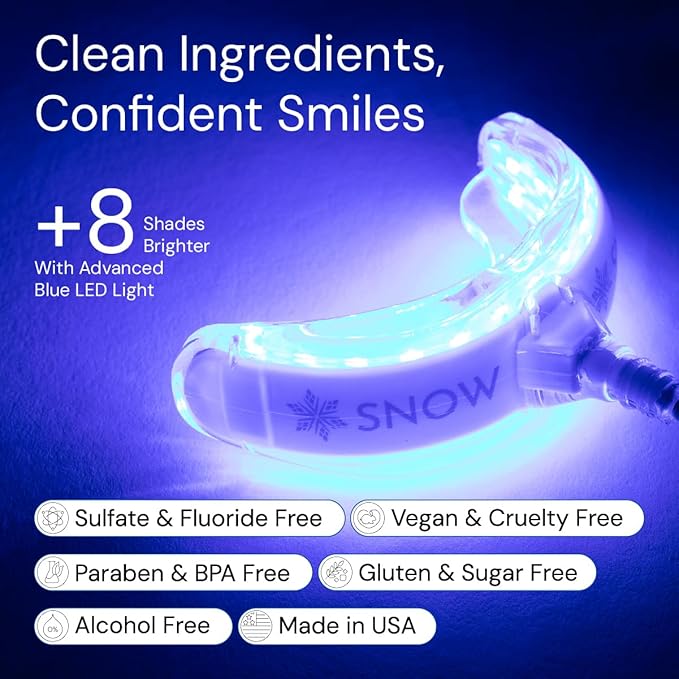 Snow Teeth Whitening Kit - Snow Teeth Whitening Serum and LED Mouthpiece Whitener, Formulated with Hydroxyapatite, Good for 6 Months - Wireless Kit with 3 Wands-Ruum Studio Home