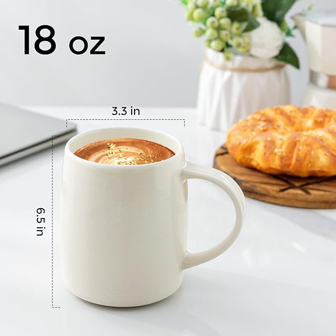 GBHOME Large Coffee Mugs Set of 6, 18oz Handmade Ceramic Coffee Mugs Set with Gradient color for Latte/Tea/Beer/Hot Cocoa, Dishwasher & Microwave Safe-Ruum Studio Home