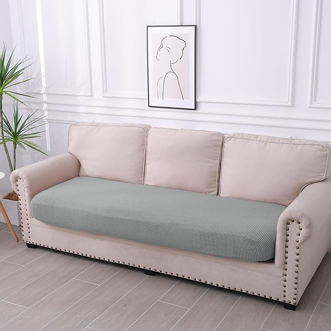 hyha Waterproof Couch Cushion Covers for Pets, Non Slip Sofa Seat Cover for Dogs Washable, Soft Thick Stretch Jacquard Fabric, Sofa Slipcovers with Elastic Bottom (1 Piece for Large, Light Grey)-Ruum Studio Home