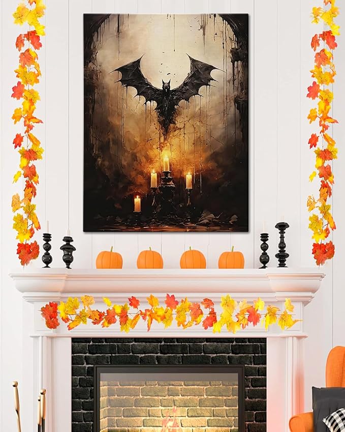AbcCustomize Halloween Canvas Wall Art - Vintage Moody Bat Poster, Gothic Dark Academia Wall Decor, Spooky Halloween Decor for Farmhouse & Cottage, Fall Decorations Indoor for Living Room & Bedroom-Ruum Studio Home
