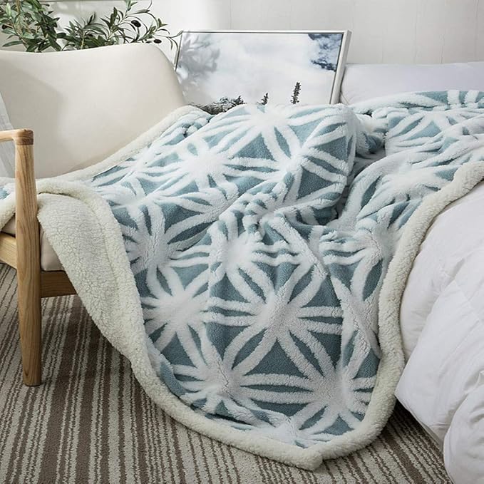 UKELER Ultra Plush Super Soft Lightweight Sherpa Throw Blanket 60''x50'' Cozy Luxury Light Blue Blanket for Bed Couch Warm Fuzzy Blanket-Ruum Studio Home