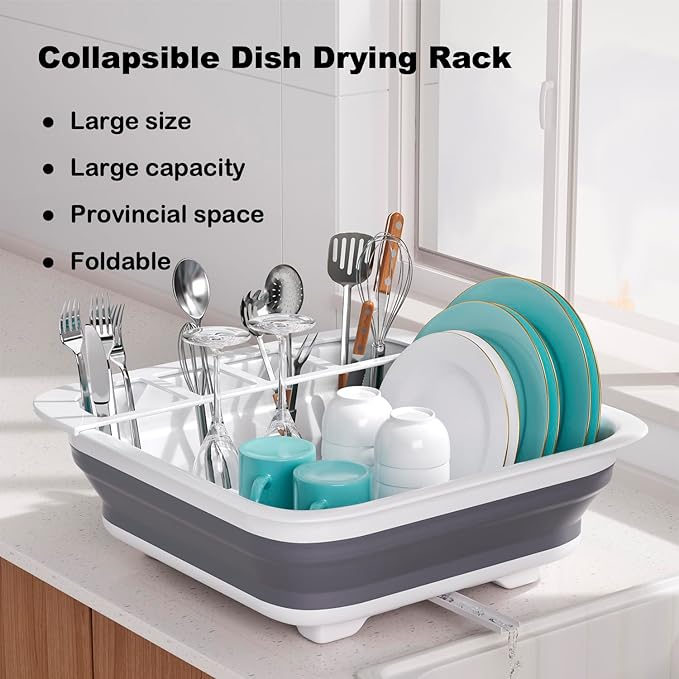 THANSTAR Collapsible Dish Drying Rack for RV Campers Portable Dinnerware Drainer Organizer for Kitchen Travel Trailer-Ruum Studio Home