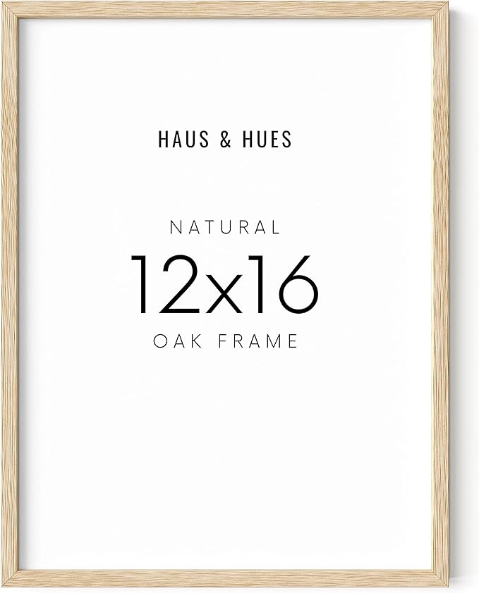 HAUS AND HUES Beige Oak Wood 12x16 Picture Frame - Modern Wood Wall Art Display - Lightweight 12x16 Frame for Art Prints, Photos, Posters - Ready-to-Hang Vertically & Horizontally-Ruum Studio Home