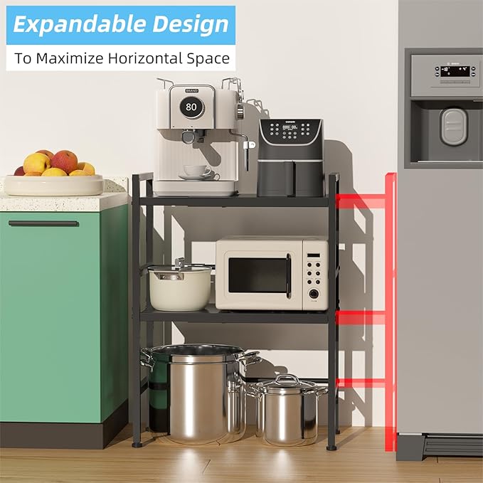 2-Tier Expandable Metal Storage Shelves, 150LBS Heavy Duty Shelving Units and Storage,Adjustable Utility Organization and Storage Shelf Rack For Kitchen Garage Laundry Bathroom Pantry Warehouse-Ruum Studio Home