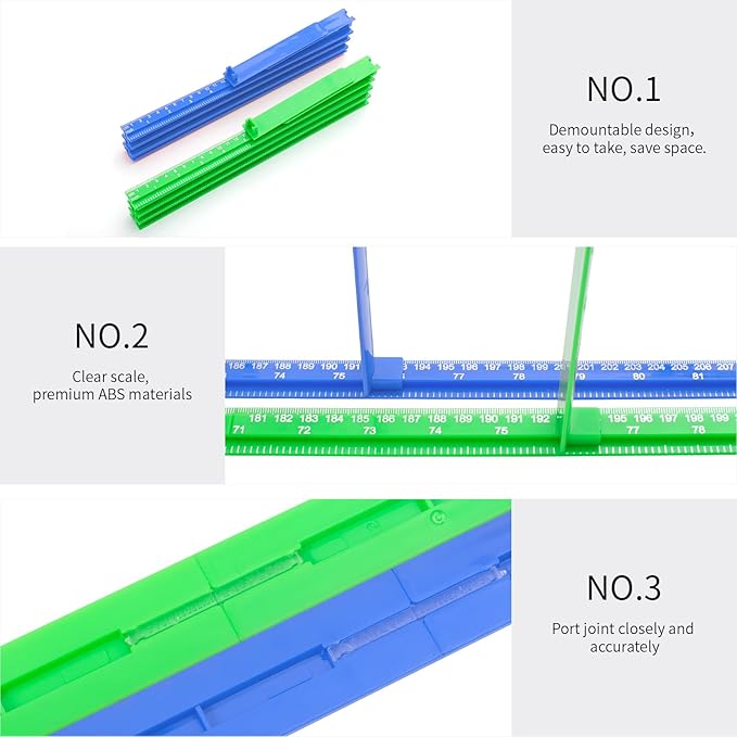 Height Measurement for Wall, Children Height Ruler, 3D Removable Growth Chart, Splicing Sliding Measuring Ruler for Kids and Nursery 79 inch (Green)-Ruum Studio Home