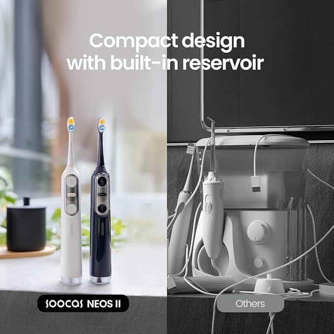 Soocas NEOS II Ultimate Set - Electric Toothbrush with Water Flosser, Sonic Electric Toothbrush for Adults, Portable for Travel, Deep Clean for Implants & Braces, Healthier Gums, Dark Violet-Ruum Studio Home