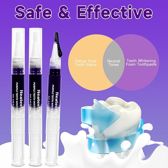 Teeth Whitening Pen 3 Packs Purple Toothpaste for Teeth Whitening Gel Color Correcting Whiter Gels Pen for Sensitive Teeth Essence Pen for Coffee/Smoking Stains-Ruum Studio Home